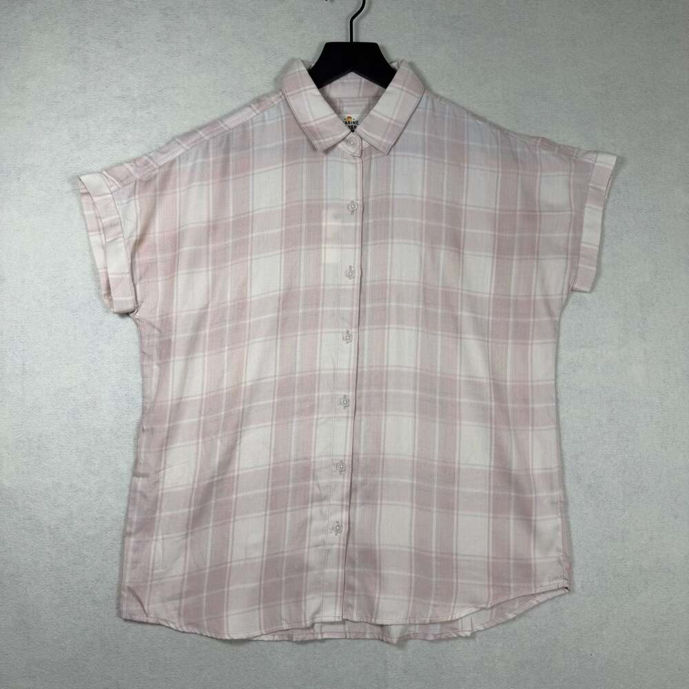 Marine Layer Shirt Womens Medium Paige Button Down Ash Rose Plaid NWT Summer
